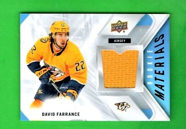 David Farrance 2021-22 UD Series 2 Rookie Materials ORANGE  Jersey  -  RM-DF