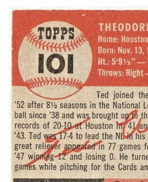 1953 Topps Set Break # 101 Ted Wilks EX-EX+ - Cleveland Indians