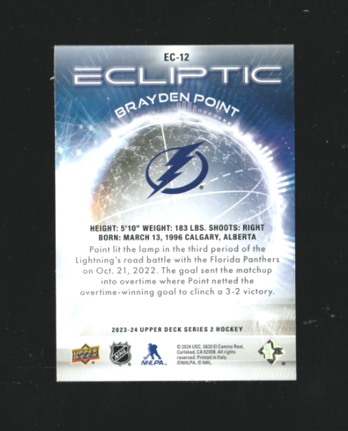 2023-24 Upper Deck Series 2  Ecliptic Ec-1 2  Brayden Point  Tampa Bay Lightning