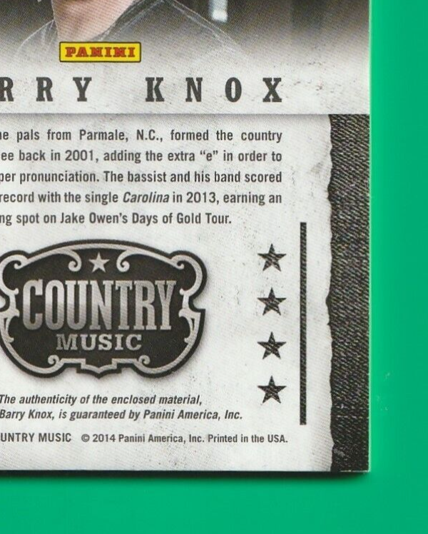 BARRY KNOX - 2014 Panini Country Music - Musician Materials -    399/399