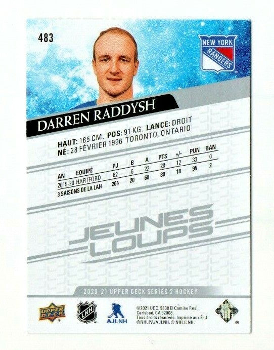 Upper Deck 2020-21 French Young Guns / Jeunes Loups -  DARREN RADDYSH - #483 SP
