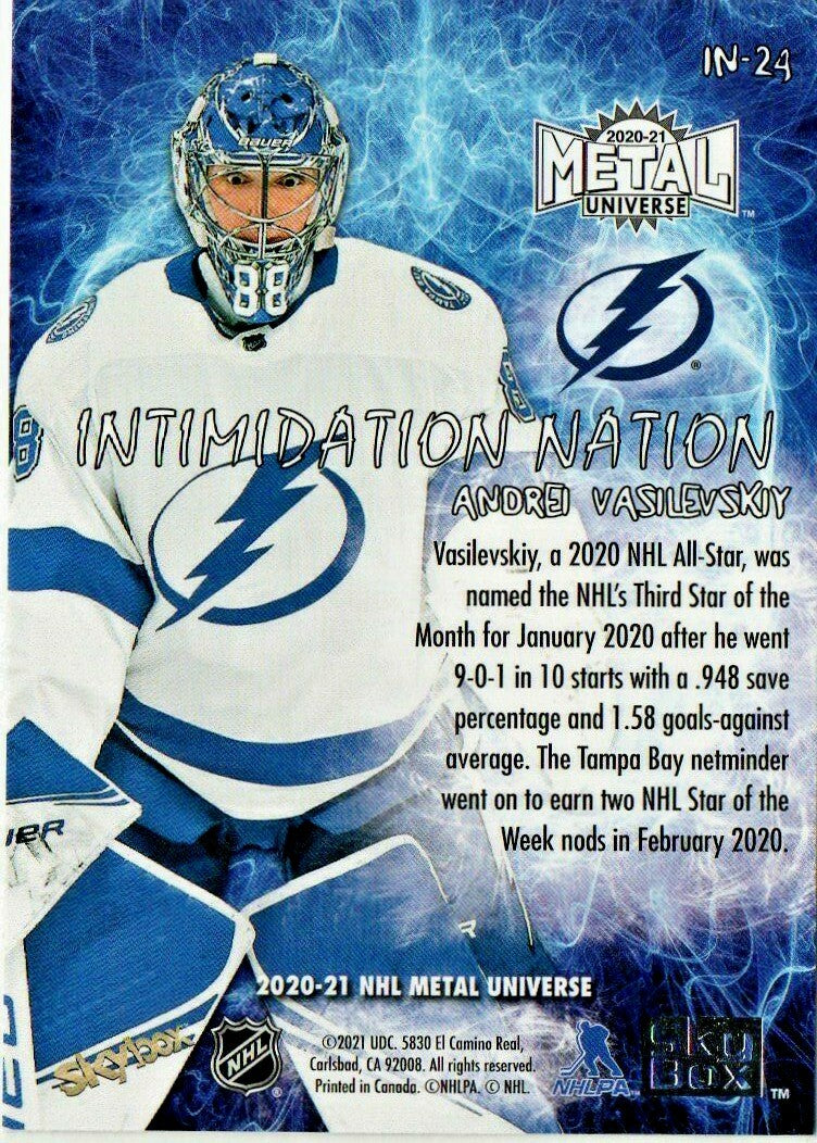 2020-21 UD NHL METAL UNIVERSE INTIMIDATION NATION #24 TAMPA -ANDREI VASILEVSKIY 