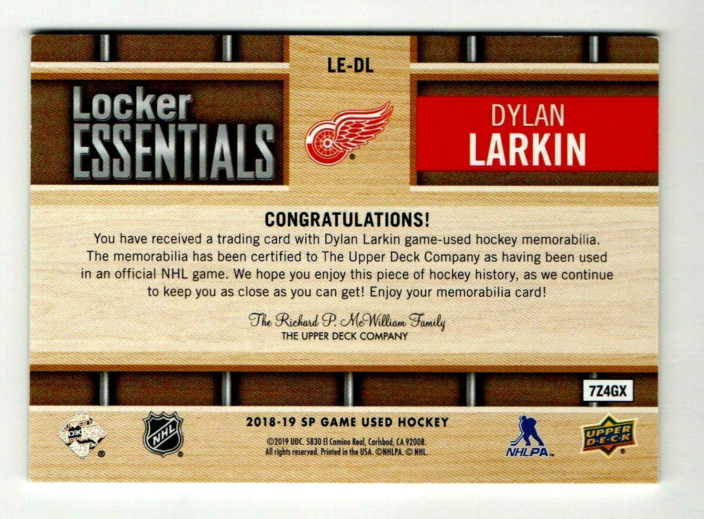 2018-19 SP Game Used Locker Essentials Dylan Larkin - Detroit Red Wings - LE-DL