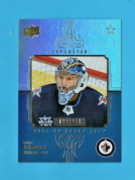 Connor Hellebuyck 2021-22 Upper Deck Series 1Honor Roll Rainbow Parallel 026/250