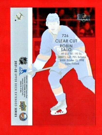 2021-22 Upper Deck Extended Series - #726 Robin Salo Clear Cut Young Guns