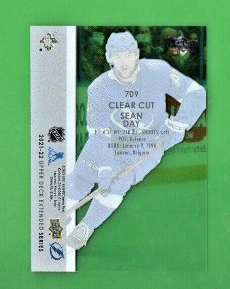 2021-22 Upper Deck Extended Sean Day   Clear Cut Young Guns RC #709 - Tampa Bay
