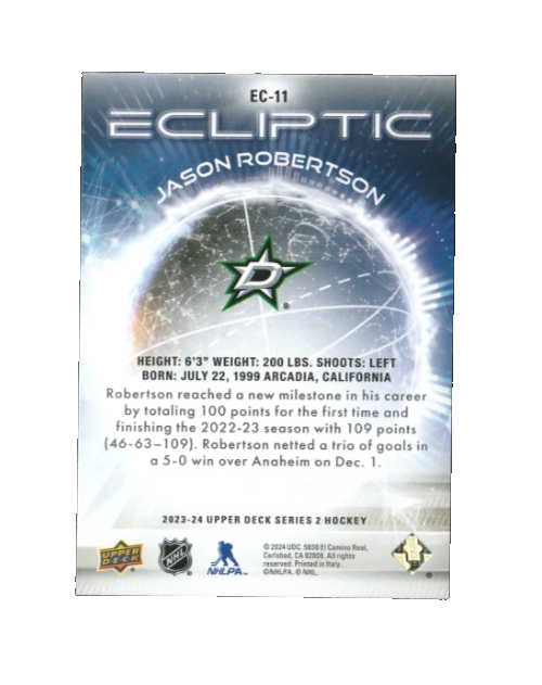 2023-24 Upper Deck Ecliptic Sparkle Blue #EC-11 - Jason Robertson - Dallas Stars