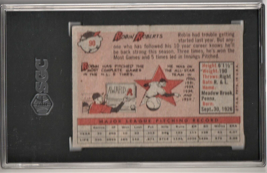 1958 Topps  #90  -  Robin Roberts  -  Philadelphia Phillies   -   Baseball Card