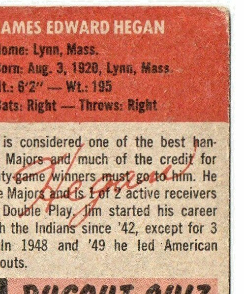 1953 TOPPS #80  --  JIM HEGAN  --  CLEVELAND INDIANS Catcher  -- GOOD