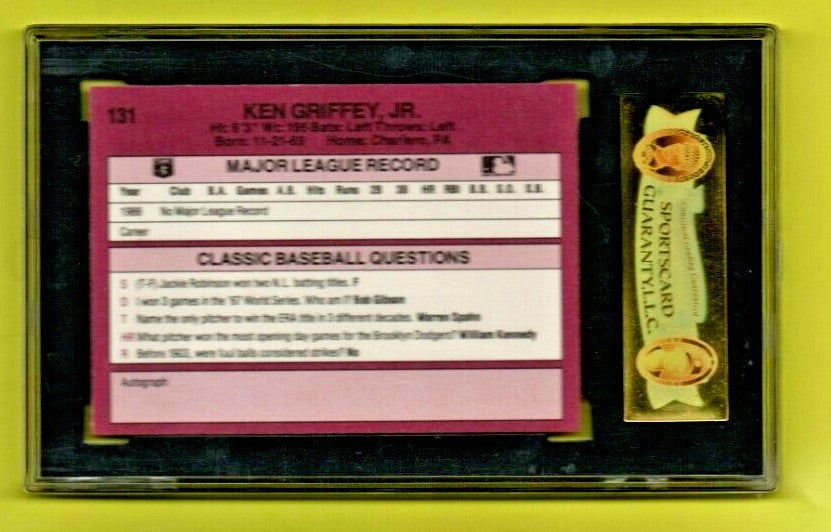 1989 Classic  KEN GRIFFEY JR.  ROOKIE RC  #131  -  SGC 88 NM/MT Seattle Mariners