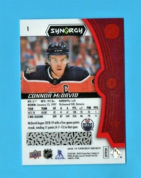 2018-19 UD Synergy Base Red Parallel Connor McDavid #1 -   unscratched bounty