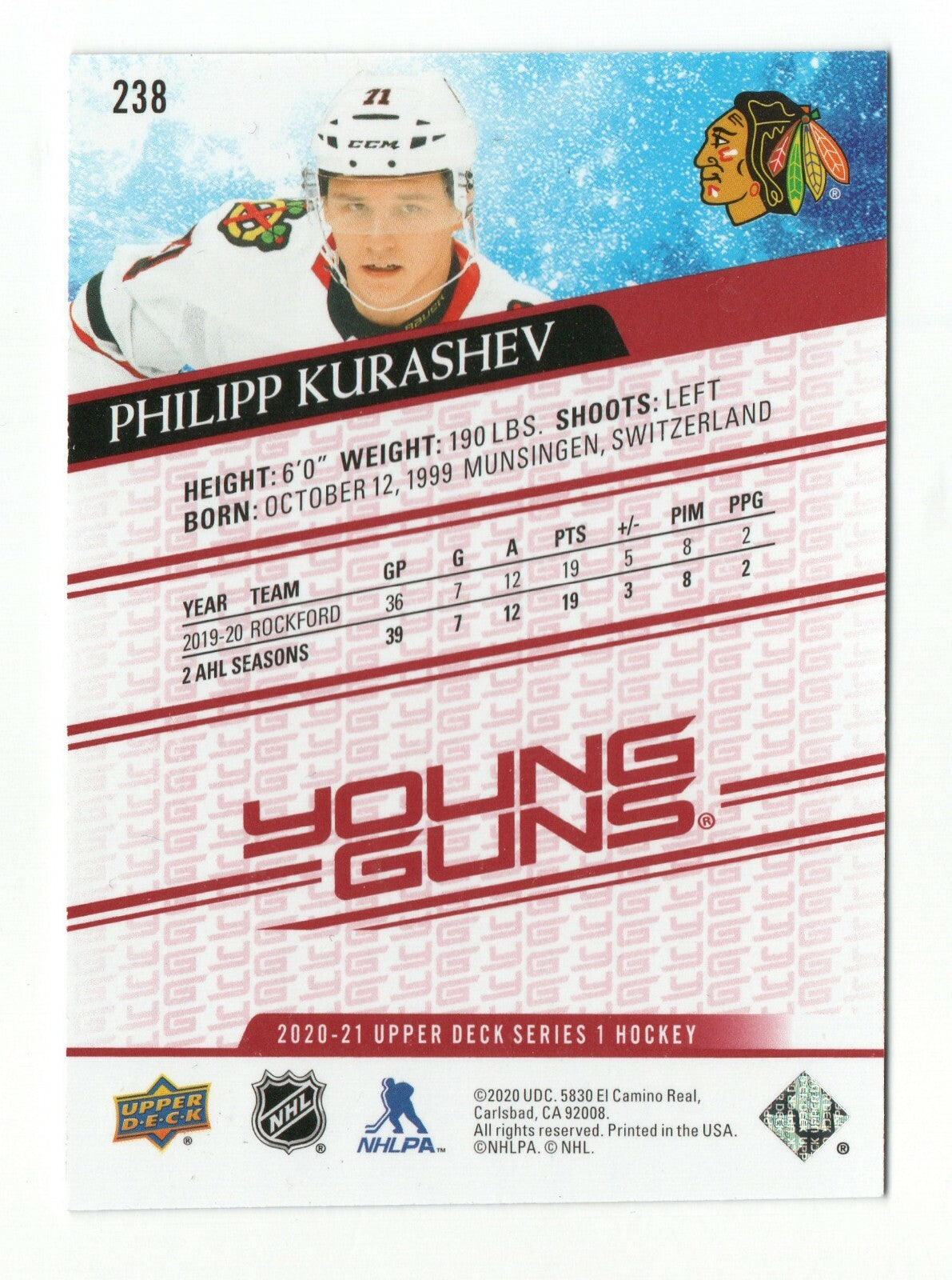 2020-21 UD Series 1 Philipp Kurashev Young Guns Rookie Exclusives 003/100 SSP