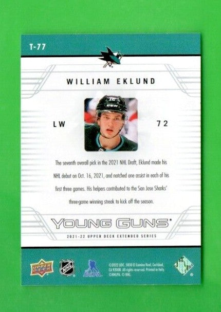 2021-22 Upper Deck Extended Series Retro 06-07 Young Guns William Eklund T-77