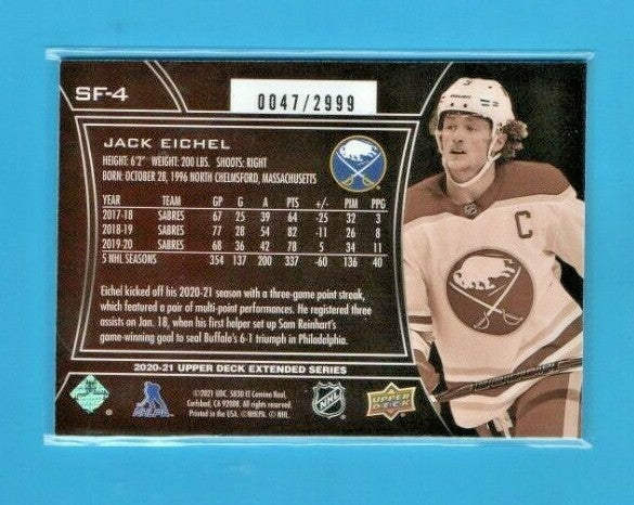 2020-21 UD Extended Series SPX Finite #SF-4 Jack Eichel /2999 Buffalo Sabres