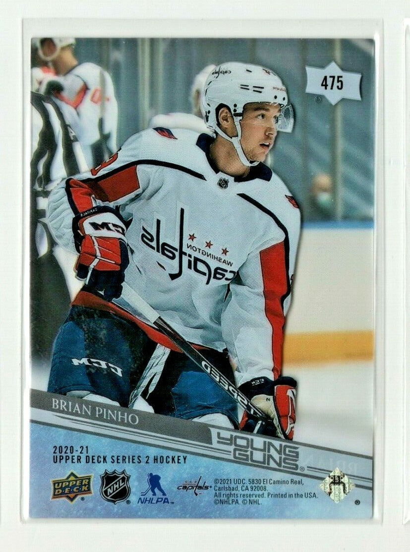 2020-21 UPPER DECK SERIES 2 #475 BRIAN PINHO YOUNG GUNS RC CLEAR CUT WASHINGTON 
