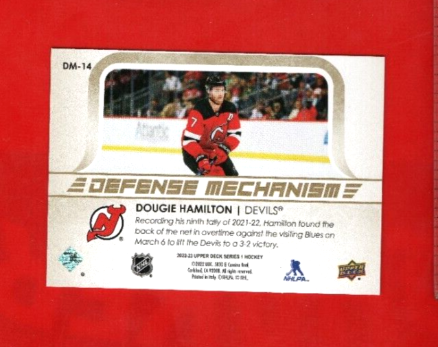 2022-23 Upper Deck Series 1 Defense Mechanism DOUGIE HAMILTON GOLD  DM-14 Devils