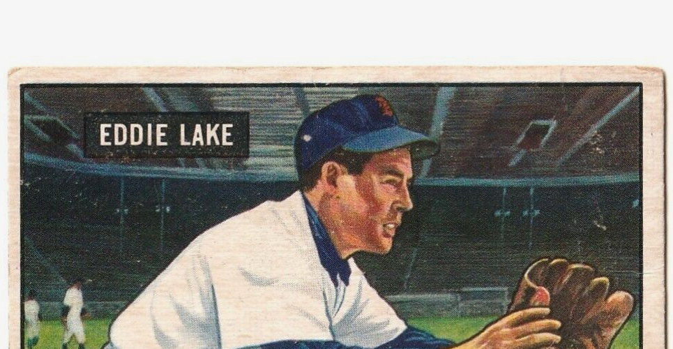 1951 Bowman  -  Eddy Lake   -  Detroit Tigers #140   G-VG.