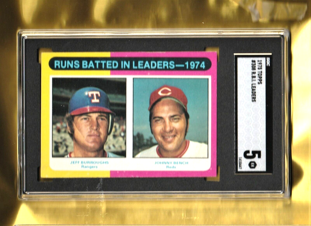 1975 Topps  -  Runs Batted in Leaders - 1974    Johnny Bench Jeff Burroughs #308