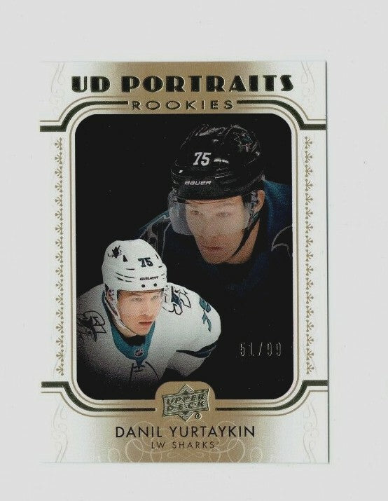 2019-20 Upper Deck Series 1 UD Portraits Rookie Gold 51/99 DANIL YURTAYKIN Shark