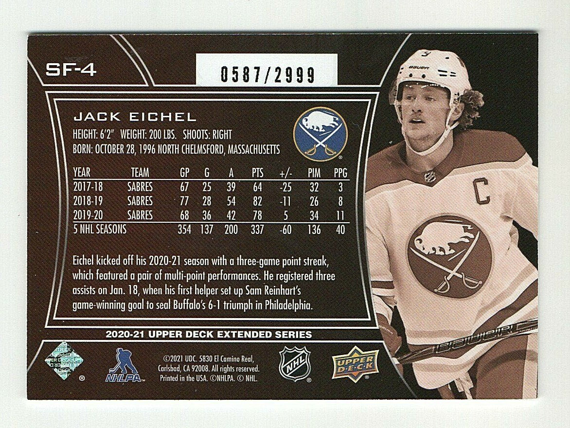 Jack Eichel 2020-21 Upper Deck Extended SPX Finite 0587/2999 SF-4 Buffalo Sabres