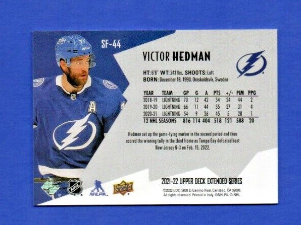 Victor Hedman 2021-22 UD Extended SPxFinite Radiance Silver #SF-44  2130/2999