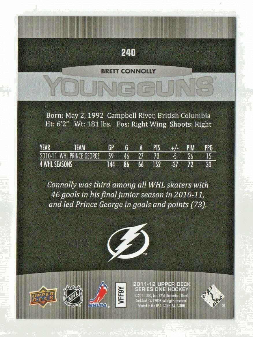 2011-12 Upper Deck Young Guns Brett Connolly #240 - Rookie - Tampa Bay Lightning