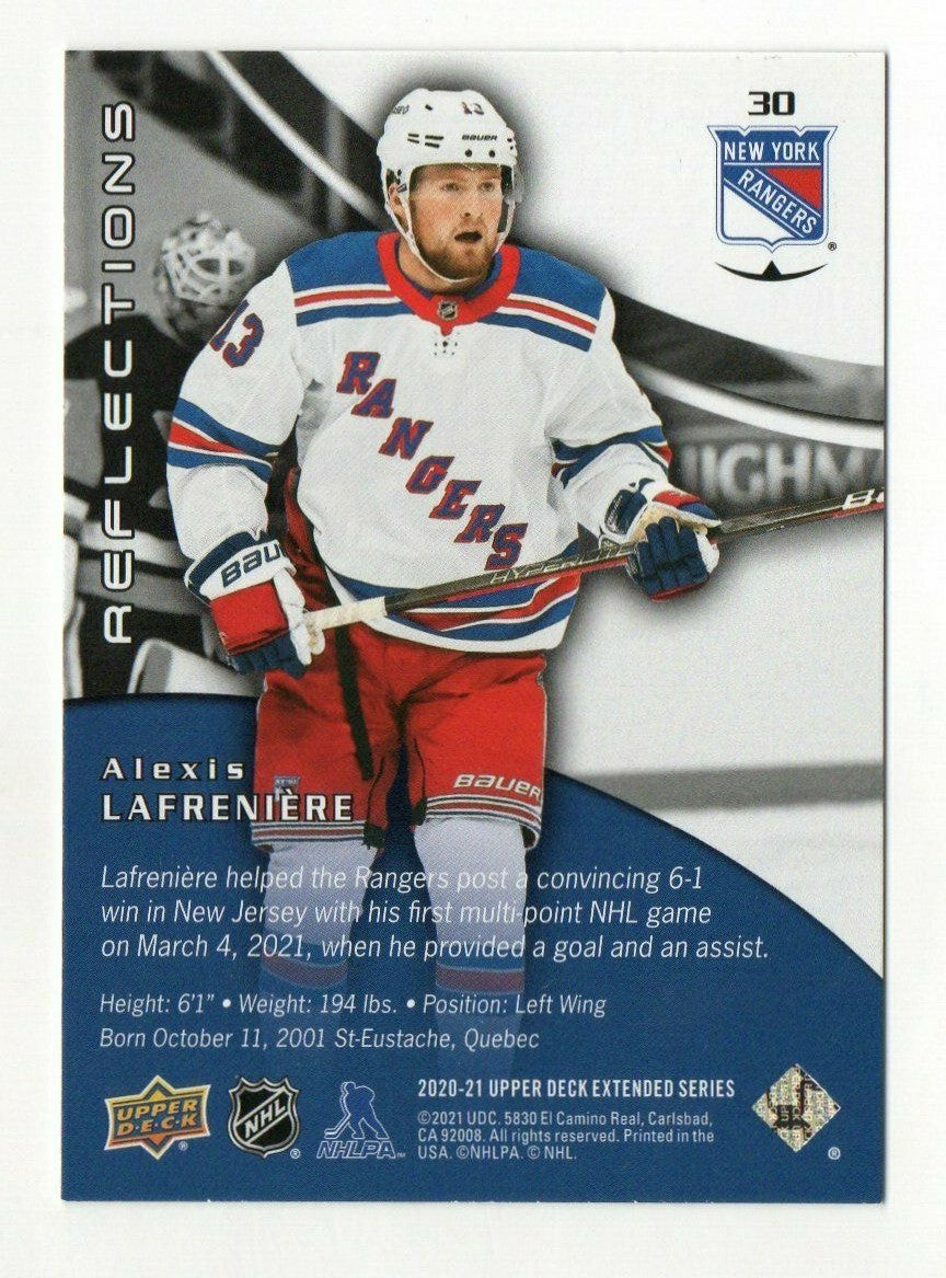 2020-21 UD EXTENDED TRIPLE DIMENSIONS REFLECTIONS ALEXIS LAFRENIERE ROOKIE #30