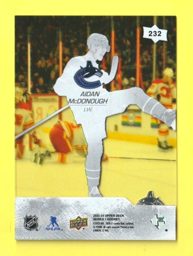 Aidan McDonough  2023-24 Upper Deck Young Guns -  Clear Cut  -   SP RC Card #232