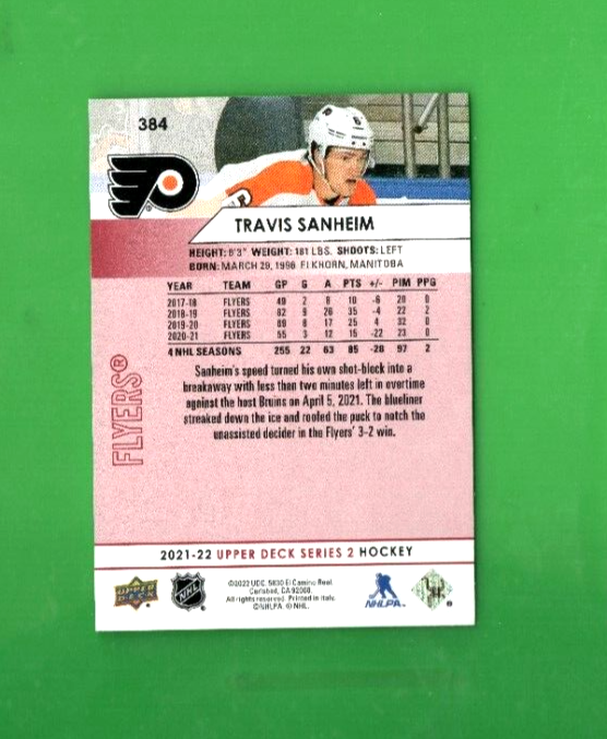 2021-22 Upper Deck #384    Travis Sanheim    Exclusives 100/100  - Philadelphia