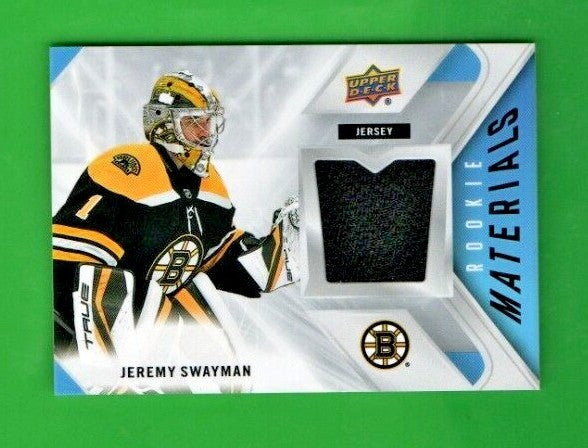 Jeremy Swayman 2021-22 UD Series 2 Rookie Materials BLACK  Jersey  -  RM-JS