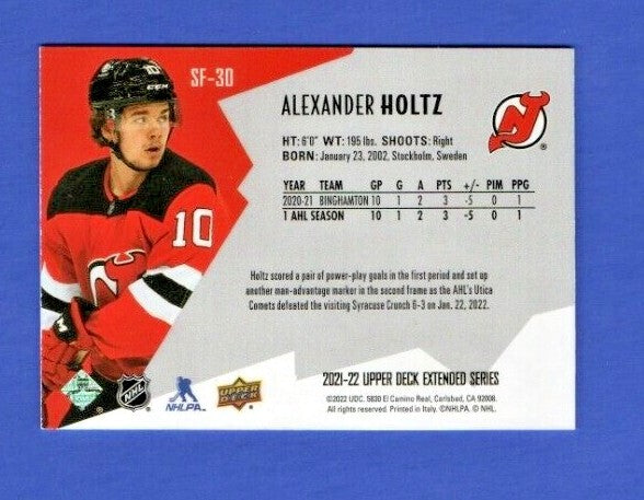 Alexander Holtz 2021-22 UD Extended  SPx Finite SPECTRUM  25/99 Card #SF-30