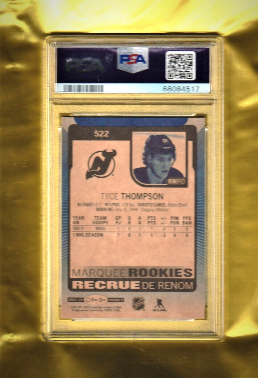 2021 O-Pee-Chee Blue Border Tyce Thompson ROOKIE #522 PSA 8 NM-MT