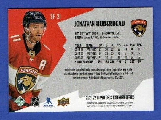 Jonathan Huberdeau   2021-22 UD Ext. SPxFinite Radiance Silver #SF-21  1506/2999