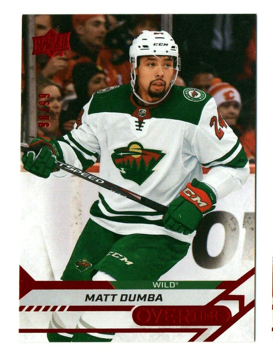 2020-21  UD OVERTIME WAVE 2 MATT DUMBA  #62 RED PARALLEL 98/99 Minnesota Wild