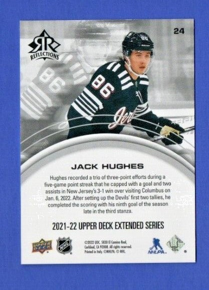 Jack Hughes  2021-22 Upper Deck Extended Reflections   GOLD   #28/50 Devils #24