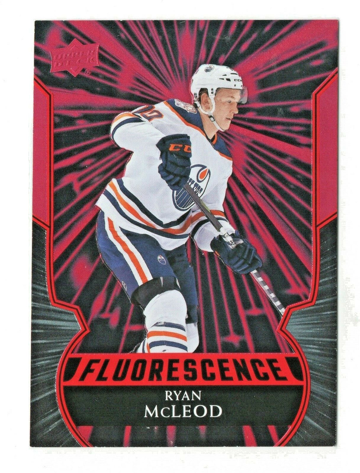RYAN  McCLEOD 2020-21 UPPER DECK SERIES 2 FLUORESCENCE RED card F-27  OILERS