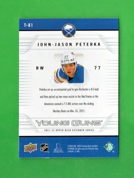 2021-22 Upper Deck Extended 2006-07 Retro Young Guns John-Jason Peterka #T-81