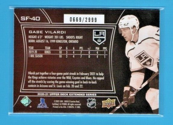 Gabe Vilardi 2020-21 Upper Deck Extended Series SPx Finite #SF-40 - 0669/2999
