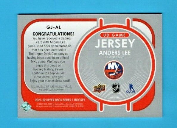 Anders Lee 2021-22 Upper Deck Game Used Jersey #GJ-AL New York Islanders  -White