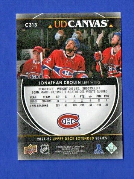2021-22 UD Extended Black Canvas C313  Jonathan Drouin  -    Montreal Canadiens