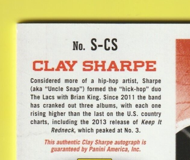 2014 Panini Country Music Authentic Signatures #043 /394 Clay Sharpe #S-CS Auto