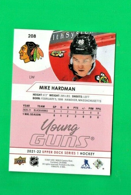 2021-22 Upper Deck Series 1 YOUNG GUNS Exclusives 071/ 100 Mike Hardman #208