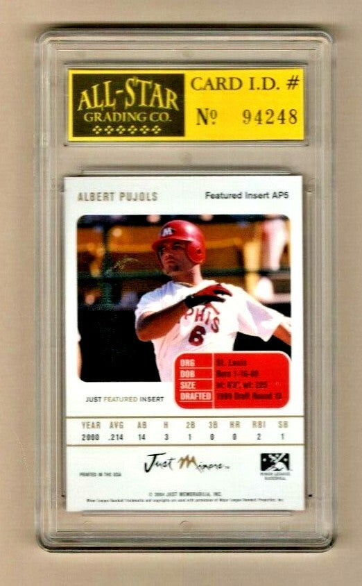 2004 Just Minors Featured Insert #AP5 Albert Pujols Memphis Redbirds ROOKIE