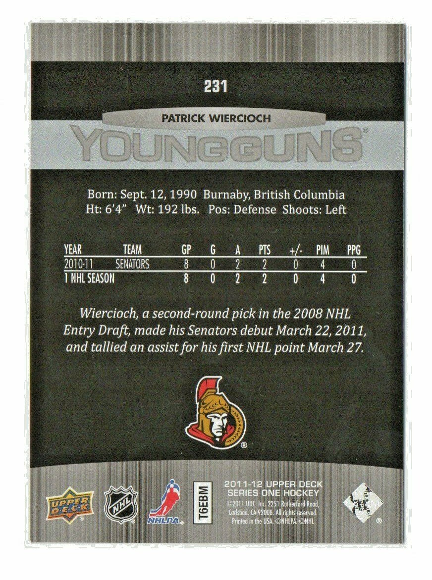 2011-12 Upper Deck UD Series One 1 Young Guns YG Patrick Wiercioch #231 Ottawa