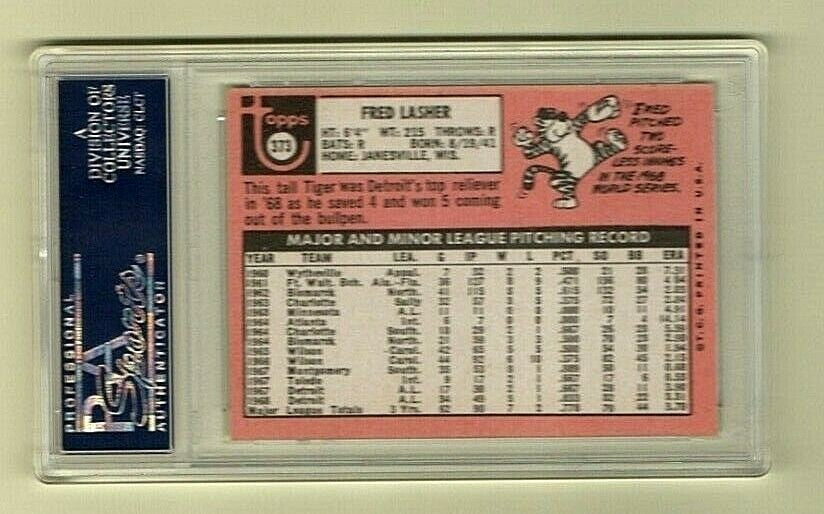 1969 Topps #373 - Fred Lasher - Detroit Tigers Pitcher -  PSA 8 - NM/MT