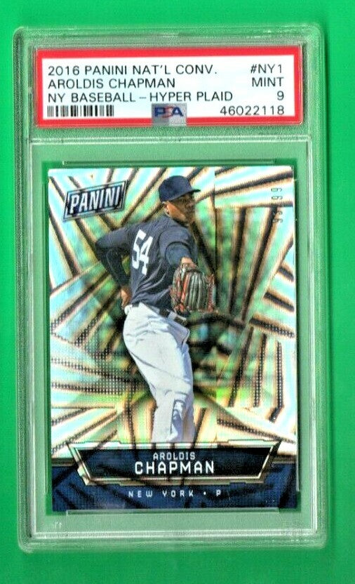 2016 Panini National Conv N.Y. Baseball Hyper Plaid #NY1 Aroldis Chapman 93/99 