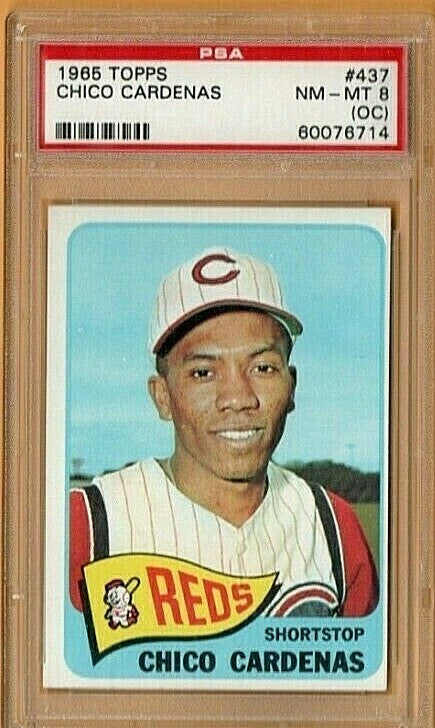 1965 TOPPS BASEBALL # 437 CHICO CARDENAS PSA 8  NM - MT   -  Cincinatti Reds
