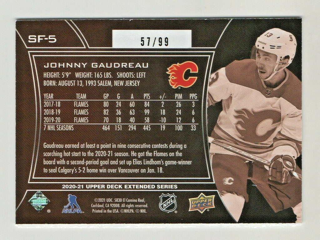 2020-21 Upper Deck Extended Series Johnny Gaudreau SPX Finite #SF-5 -RARE  57/99