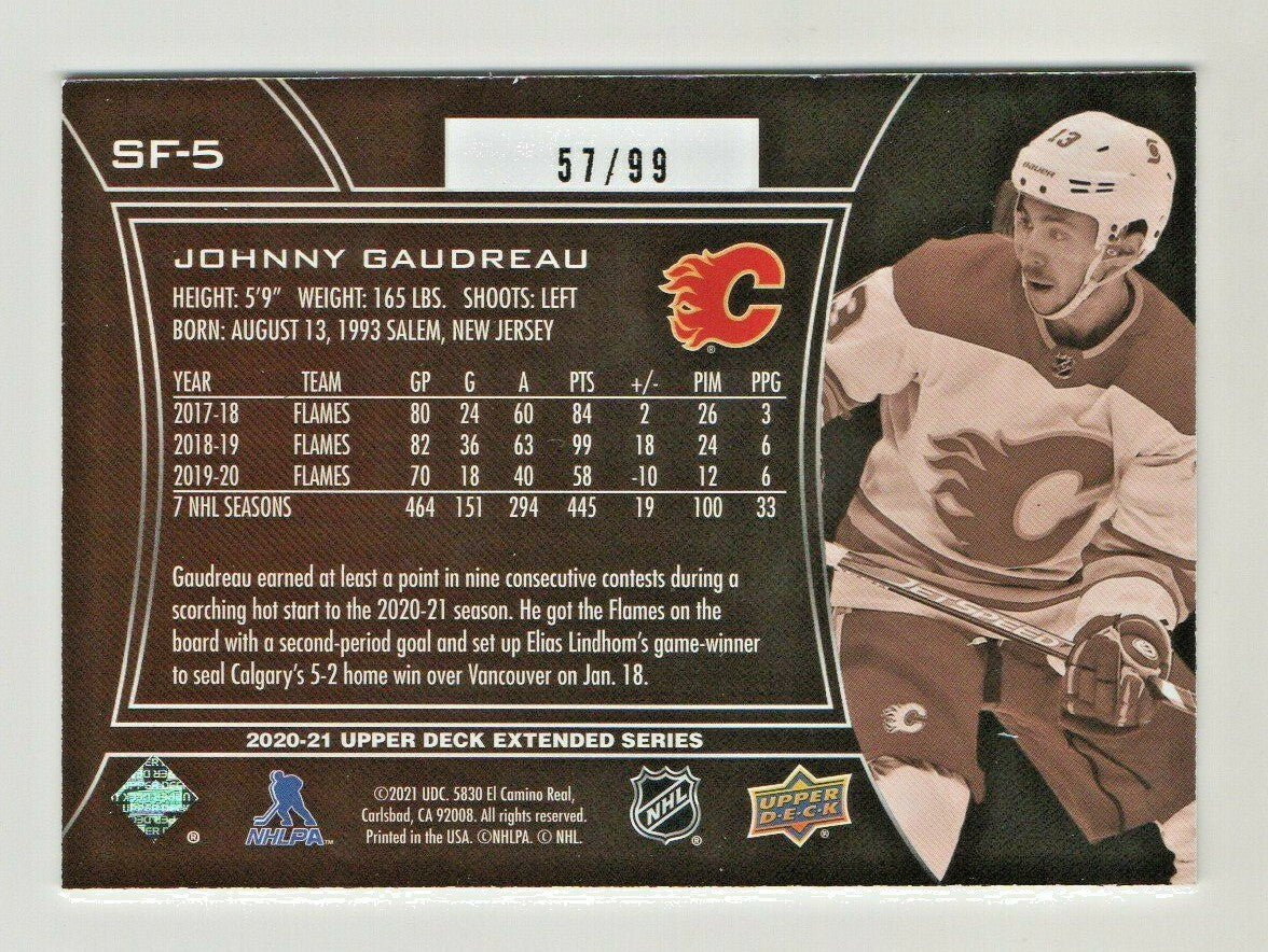 2020-21 Upper Deck Extended Series Johnny Gaudreau SPX Finite #SF-5 -RARE  57/99