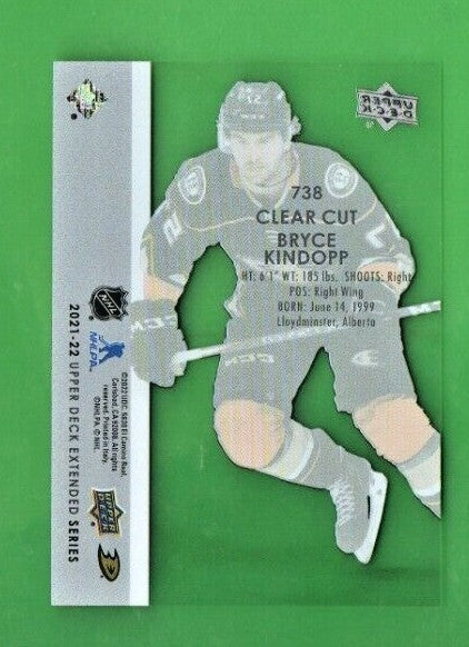 Bryce Kindopp 2021-22 Upper Deck Extended #738 Clear Cut Young Guns RC - Anaheim